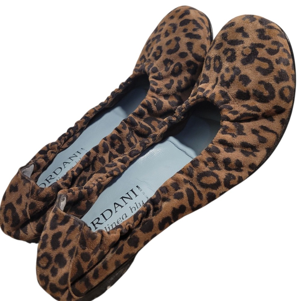 Cordani‎ Linea Blu Suede Leopard Cheetah Ballet Flats Slip On Womens 7
